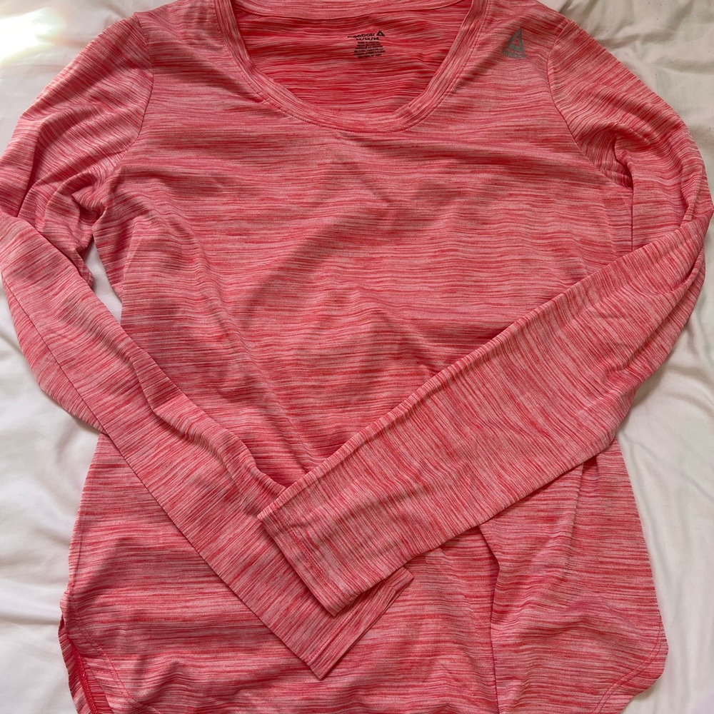 reebok pink long sleeve workout top